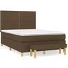 Image de vidaXL Lit boxspring avec matelas Marron foncé 140x200 cm Tissu