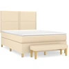 Image de vidaXL Lit boxspring avec matelas Crème 140x200 cm Tissu