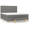 Image de vidaXL Lit boxspring avec matelas gris foncé 180x200 cm Tissu