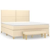 Image de vidaXL Lit boxspring avec matelas Crème 180x200 cm Tissu
