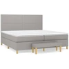 Image de vidaXL Lit boxspring avec matelas gris clair 200x200 cm Tissu