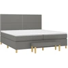 Image de vidaXL Lit boxspring avec matelas gris foncé 200x200 cm Tissu