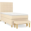 Image de vidaXL Lit boxspring avec matelas Crème 90x190 cm Tissu
