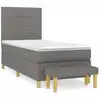 Image de vidaXL Lit boxspring avec matelas gris foncé 90x200 cm Tissu