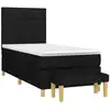 Image de vidaXL Lit boxspring avec matelas noir 90x200 cm Tissu