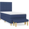 Image de vidaXL Lit boxspring avec matelas bleu 90x200 cm Tissu