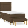 Image de vidaXL Lit boxspring avec matelas brun foncé 100x200 cm Tissu