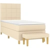 Image de vidaXL Lit boxspring avec matelas Crème 100x200 cm Tissu