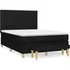 Image de vidaXL Lit boxspring avec matelas noir 140x190 cm Tissu