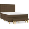Image de vidaXL Lit boxspring avec matelas brun foncé 140x190 cm Tissu
