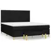 Image de vidaXL Lit boxspring avec matelas noir 160x200 cm Tissu