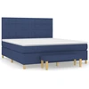 Image de vidaXL Lit boxspring avec matelas bleu 160x200 cm Tissu