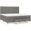 Image de vidaXL Lit boxspring avec matelas gris foncé 200x200 cm Tissu