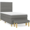 Image de vidaXL Lit boxspring avec matelas gris foncé 90x200 cm Tissu