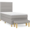 Image de vidaXL Lit boxspring avec matelas gris clair 100x200 cm Tissu