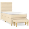 Image de vidaXL Lit boxspring avec matelas Crème 100x200 cm Tissu