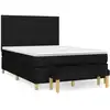 Image de vidaXL Lit boxspring avec matelas noir 140x200 cm Tissu