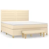 Image de vidaXL Lit boxspring avec matelas Crème 160x200 cm Tissu