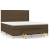 Image de vidaXL Lit boxspring avec matelas brun foncé 180x200 cm Tissu