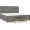 Image de vidaXL Lit boxspring avec matelas gris foncé 200x200 cm Tissu