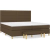 Image de vidaXL Lit boxspring avec matelas brun foncé 200x200 cm Tissu