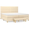 Image de vidaXL Lit boxspring avec matelas Crème 200x200 cm Tissu