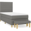 Image de vidaXL Lit boxspring avec matelas gris foncé 90x190 cm Tissu