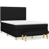 Image de vidaXL Lit boxspring avec matelas noir 140x190 cm Tissu