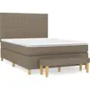Image de vidaXL Lit boxspring avec matelas Taupe 140x190 cm Tissu