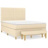 Image de vidaXL Lit boxspring avec matelas Crème 140x200 cm Tissu