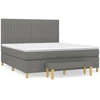 Image de vidaXL Lit boxspring avec matelas gris foncé 160x200 cm Tissu