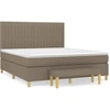 Image de vidaXL Lit boxspring avec matelas Taupe 160x200 cm Tissu
