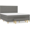 Image de vidaXL Lit boxspring avec matelas gris foncé 180x200 cm Tissu
