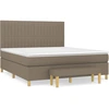 Image de vidaXL Lit boxspring avec matelas Taupe 180x200 cm Tissu
