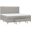 Image de vidaXL Lit boxspring avec matelas gris clair 200x200 cm Tissu