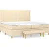 Image de vidaXL Lit boxspring avec matelas Crème 200x200 cm Tissu
