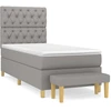 Image de vidaXL Lit boxspring avec matelas gris clair 80x200 cm Tissu