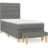 Image de vidaXL Lit boxspring avec matelas gris foncé 80x200 cm Tissu