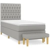 Image de vidaXL Lit boxspring avec matelas gris clair 90x190 cm Tissu