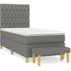Image de vidaXL Lit boxspring avec matelas gris foncé 90x190 cm Tissu