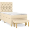 Image de vidaXL Lit boxspring avec matelas Crème 90x190 cm Tissu