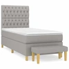 Image de vidaXL Lit boxspring avec matelas gris clair 90x200 cm Tissu