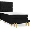 Image de vidaXL Lit boxspring avec matelas noir 90x200 cm Tissu