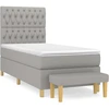 Image de vidaXL Lit boxspring avec matelas gris clair 100x200 cm Tissu