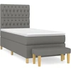 Image de vidaXL Lit boxspring avec matelas gris foncé 100x200 cm Tissu