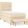 Image de vidaXL Lit boxspring avec matelas Crème 100x200 cm Tissu