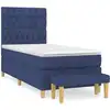 Image de vidaXL Lit boxspring avec matelas bleu 100x200 cm Tissu