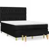 Image de vidaXL Lit boxspring avec matelas noir 140x200 cm Tissu