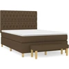 Image de vidaXL Lit boxspring avec matelas Marron foncé 140x200 cm Tissu