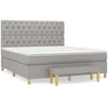 Image de vidaXL Lit boxspring avec matelas gris clair 160x200 cm Tissu